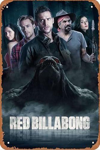 Rotes Billabong-Filmposter, Retro-Blechschild, Wandkunst, Metall-Blechschild, Höhle, Bar, Club, Metall-Blechschild, 20,3 x 30,5 cm von ASIOADWNA