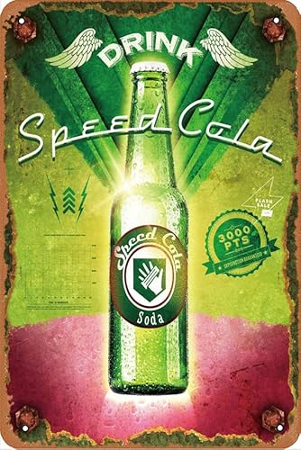 Speed Cola Perk-a-Cola Metall-Blechschilder, 20,3 x 30,5 cm, lustig, schicke Kunst, Wanddekoration, Zuhause, Hofschilder, Bar, Hotel, Café, Pub, Innen- und Außenbereich, Restauran von ASIOADWNA