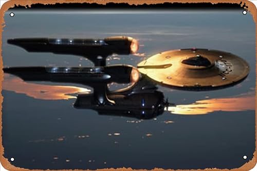 StarTrek USS Enterprise (HD 1080p) Film-Metalldose Retro-Logo Wandkunst Dekoration Poster 20,3 x 30,5 cm, Sci-Fi, schockierend, beliebt, interstellar, heldenhaft, elegant und romantisch von ASIOADWNA