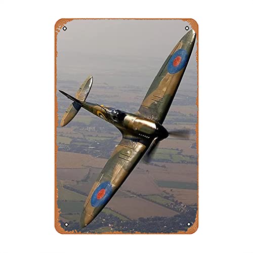 Supermarine Spitfire Militärflugzeug Warbird Dekoration Schild für Zuhause Vintage Metallschild Plaque Metall Lustiges Blechschild 20,3 x 30,5 cm von ASIOADWNA