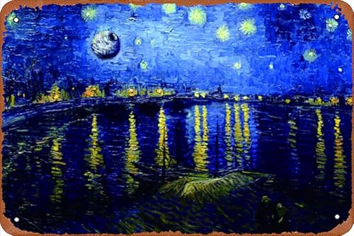 Todesstern Sternennacht über der Rhone Van Gogh Humor Metall-Blechschild Outdoor Indoor Wandpaneel Retro Vintage Poster 20,3 x 30,5 cm Todesstern Sternennacht über der Rhone Van Gogh Humor Metall-Blechschild Outdoor Indoor Wandpaneel Retro Vintage Poster 20,3 x 30,5 cm von ASIOADWNA
