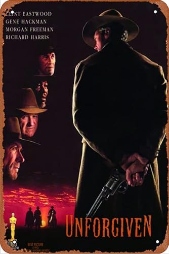 Unforgiven Movie (1992) Poster Vintage Metall Blechschild Retro Stil Wandschild Dekoration Metallschild 20,3 x 30,5 cm von ASIOADWNA