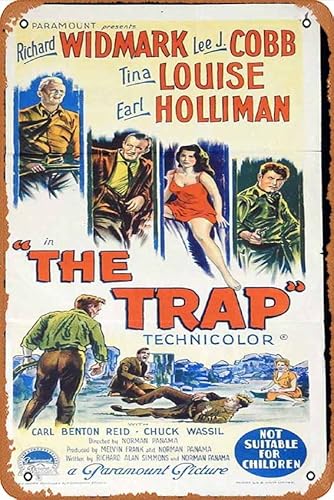 Vintage-Filmposter, Blechschild, "The Trap", originales Daybill Filmposter Richard Widmark Richardson, Studio, Film, Noir, Retro, klassisches altes Filmposter, Metallschild, Fernseher, Bar, Wand, Club von ASIOADWNA