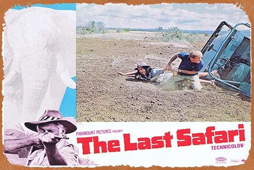 Vintage-Filmposter Blechschild "The Last Safari" Original Lobby-Karte 8 Kaz Garas Stewart Granger Retro des klassischen alten Filmplakats Metallschild TV Bar Wand Club Restaurant Männerhöhle von ASIOADWNA