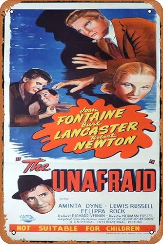 Vintage-Filmposter Blechschild "The Unafraid", originales Daybill Filmposter Burt Lancaster Joan Fontaine Retro von klassischem altem Filmposter Metallschild TV Bar Wand Club Restaurant Männerhöhle von ASIOADWNA