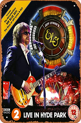 Vintage-Musik-Blechschilder Jeff Lynne's ELO at Hyde Park (2014) Retro-Plakette, lustiges Poster für Zuhause, Musik, Bar, Pub, Café, Wand, Küche, Badezimmer, Karaoke, Dekoration, Kunst, 20,3 x 30,5 cm von ASIOADWNA