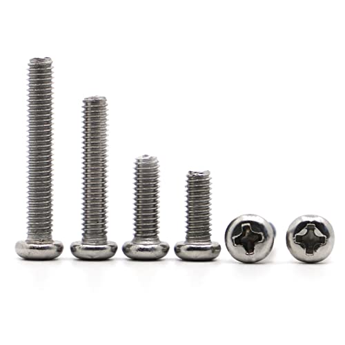 Muttern und Schrauben-Set, 5–50 Stück* M1 M1,2 M1,4 M1,6 M2 M2,5 M3 M4 M5 M6 M8 GB818 DIN7985 Edelstahl-Kreuzschlitz-Flachkopfschrauben, Länge 10–25 mm, for TV-Computer-Schraubenwerkzeug (Länge: 25 mm von ASIORI