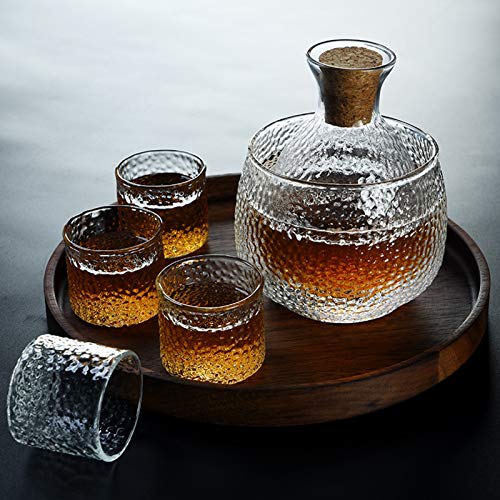 Sake-Set aus Keramik, Sake-Set, japanischer Sake-Topf, Sake-Becher, transparentes, modernes Glas, verwendet for Home-Partys und tolle Geschenke, 4 Sake-Becher + 1 Sake-Topf + 1 Vessel-Becher zur Wärme von ASIORI