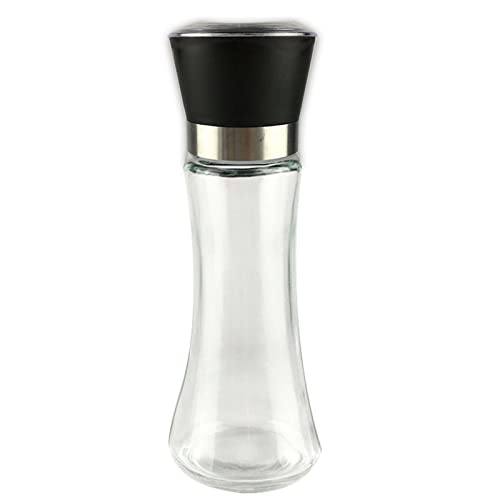 Vorratsgläser aus Glas – manuelle Pfeffermühle, Gewürzmühle aus Edelstahl, nachfüllbare Pfeffermühle aus Glas, Keramik-Mahlkern – schwarz – hoher Stil (Color : Black) von ASIORI