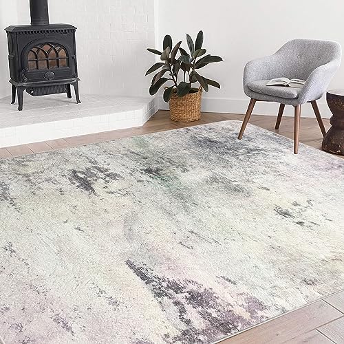 ASIinnsy Teppich Wohnzimmer Kurzflor Abstrakt Teppiche für Wohnzimmer Schlafzimmer Esszimmer rutschfest Weich Modern Teppich Groß (Grau/Multi, 160 x 200 cm) von ASIinnsy