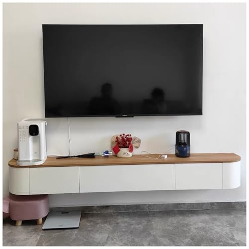 ASKLFNEI 200cm TV-Ständer aus Holz zur Wandmontage, weiße TV-Konsole mit Schubladen, schwebendes TV-Regal für das Wohnzimmer, Entertainment-Center-TV-Tisch mit Stauraum von ASKLFNEI
