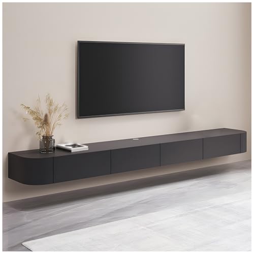 ASKLFNEI An der Wand befestigte TV-Konsole, Sich hin- und herbewegender TV-Ständer mit Schubladen und Tür, Medienkonsole, mit Router-Loch für Hohle Rückseite, Wohnzimmer-TV-Schrank(Schwarz,180cm) von ASKLFNEI
