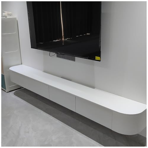 ASKLFNEI An der Wand befestigter TV-Schrank, Wohnzimmer Schlafzimmer Unterhaltung Medienkonsole, große Sich hin- und herbewegende TV-Regale mit Tür-Schubladen(Weiß,180cm) von ASKLFNEI