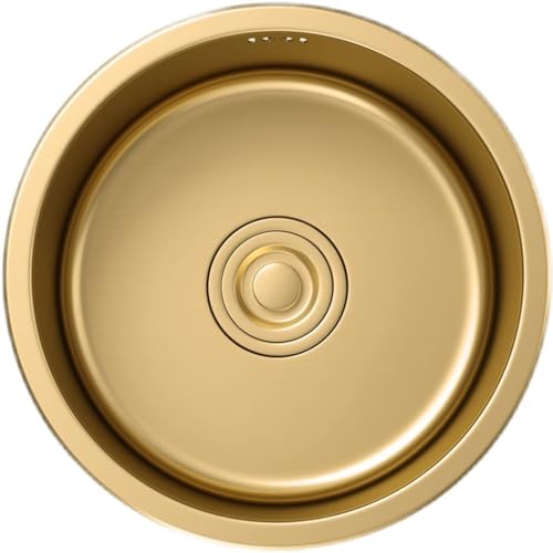 ASKLFNEI Gold Bar Spüle, 12.6" Dual Mount Runde Edelstahl Spüle, Single Bowl RV Spüle, für Küche, Bar, Camping(S:32x32x21cm) von ASKLFNEI