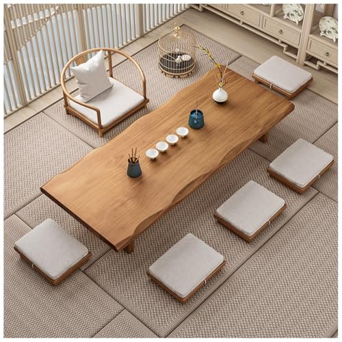 Japanischer Bodentisch Aus Massivholz - Großer Rechteckiger Meditations- & Teetisch Für Tatami, Zen-Design Mit Einfacher Montage , Multifunktionstisch Für Wohnzimmer/Essbereich(NaturalA,160x60x35cm) von ASKLFNEI