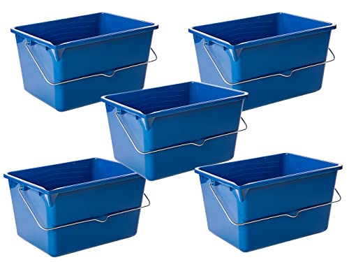 5er Pack Farbeimer aus Kunststoff, mit Ausgießecke und Skala, 8/12 / 14 Liter, blau - Wascheimer - Streicheimer - eckiger Malereimer - (12 Liter) von ASKON