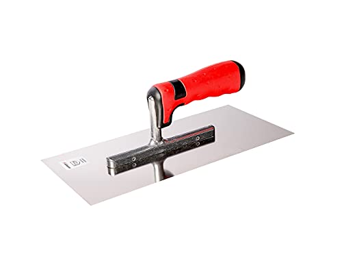 Glättekelle - Traufel - Glättescheibe - mit 2K-Softgriff - rostfrei - 280x130 mm - Aluminiumstütze - Blattstärke 0,7 mm von ASKON