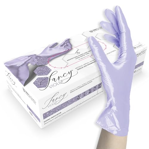 Unigloves Nitrilhandschuhe Unigloves FANCY Violet - glänzend violet - Einweghandschuhe unsteril, latexfrei, puderfrei - Lebensmittelecht • Schutz vor Viren, Pilzen und Bakterien (XS (5-6)) von UNIGLOVES