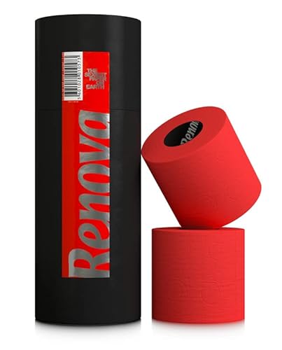 Geschenkrolle buntes, farbiges Toilettenpapier - Inhalt 3 Rollen - Luxusrolle - 3-lagig - Renova - weich - originell - Klopapier - erhältlich in blau grün rot orange pink gelb schwarz (rot) von ASKON