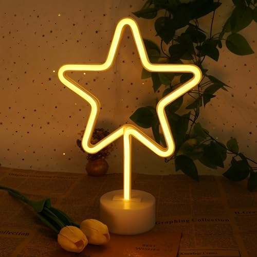 ASLANKA LED Stern Leuchtschild Wanddeko Nachtlicht USB/Neon Batteriebetrieben für Geburtstag Geschenk Party Kinder Wohnzimmer Dekoration von ASLANKA