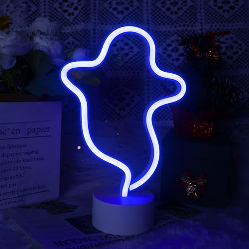 Halloween-Geister-Neonlampe, Nachtlicht für Schlafzimmer, batteriebetriebenes/USB-betriebenes LED-Lichtpaneel, Lichtdekoration für Weihnachten, Geburtstagsfeier, Schlafzimmer, Lampe von ASLANKA