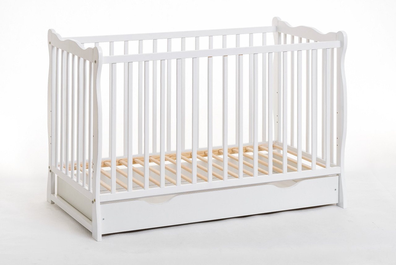 ASM-Moebel Babybett Babybett Gitterbett Beistellbett + Matratze und Schublade ALA 120x60, Mit Schlupfsprossen, Schublade, Abnehmbarer Bezug, Drei Positionen von ASM-Moebel