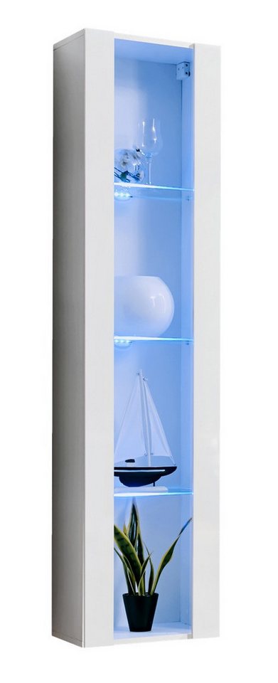 ASM-Moebel Hängevitrine Hängevitrine Glasvitrine FLY I Hochglanz Led Push-Click 12 Varianten Hochglanzfronten Led Beleuchtung und Push-Click System von ASM-Moebel