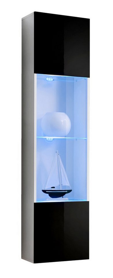 ASM-Moebel Hängevitrine Hängevitrine Glasvitrine FLY I Hochglanz Led Push-Click 12 Varianten Hochglanzfronten Led Beleuchtung und Push-Click System von ASM-Moebel