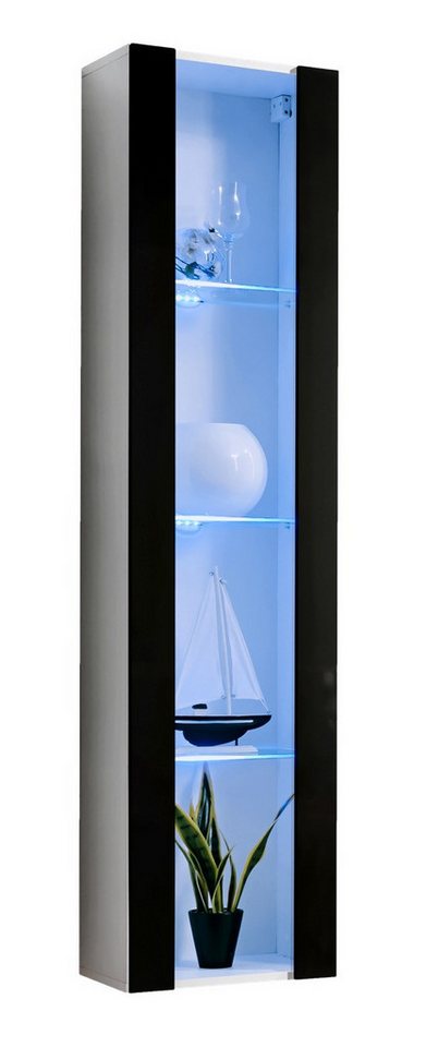 ASM-Moebel Hängevitrine Hängevitrine Glasvitrine FLY I Hochglanz Led Push-Click 12 Varianten Hochglanzfronten Led Beleuchtung und Push-Click System von ASM-Moebel