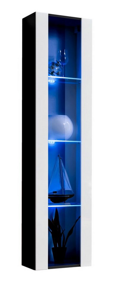 ASM-Moebel Hängevitrine Hängevitrine Glasvitrine FLY I Hochglanz Led Push-Click 12 Varianten Hochglanzfronten Led Beleuchtung und Push-Click System von ASM-Moebel