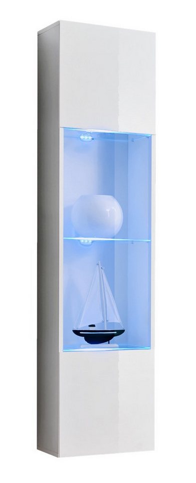 ASM-Moebel Hängevitrine Hängevitrine Glasvitrine FLY I Hochglanz Led Push-Click 12 Varianten Hochglanzfronten Led Beleuchtung und Push-Click System von ASM-Moebel