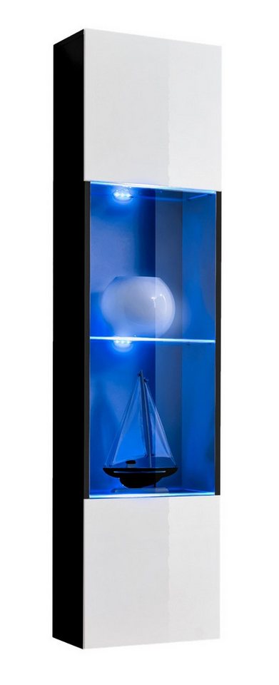 ASM-Moebel Hängevitrine Hängevitrine Glasvitrine FLY I Hochglanz Led Push-Click 12 Varianten Hochglanzfronten Led Beleuchtung und Push-Click System von ASM-Moebel