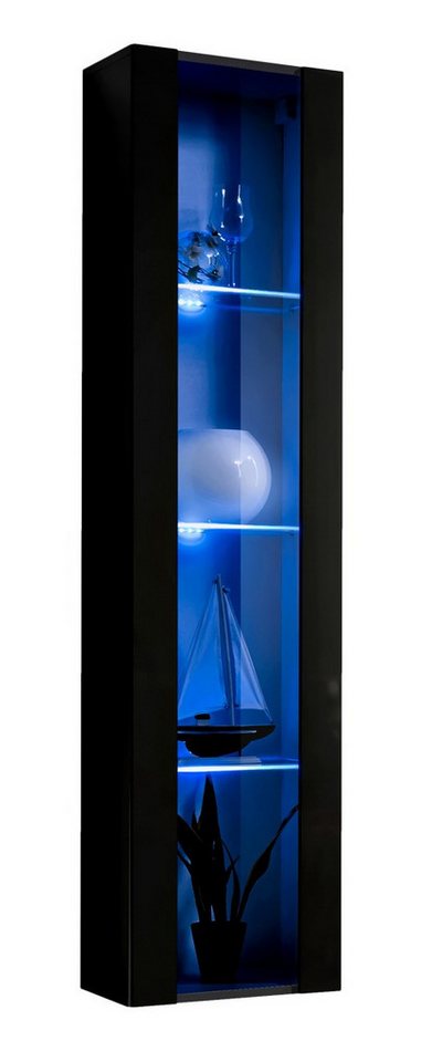 ASM-Moebel Hängevitrine Hängevitrine Glasvitrine FLY I Hochglanz Led Push-Click 12 Varianten Hochglanzfronten Led Beleuchtung und Push-Click System von ASM-Moebel