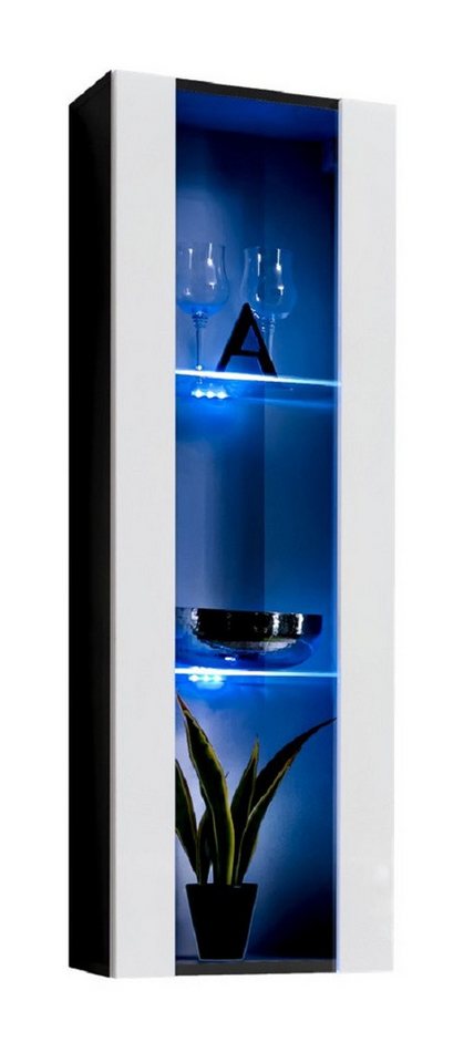 ASM-Moebel Hängevitrine Hängevitrine Glasvitrine FLY II Hochglanz Led Push-Click 12 Varianten Hochglanzfronten Led Beleuchtung und Push-Click System von ASM-Moebel