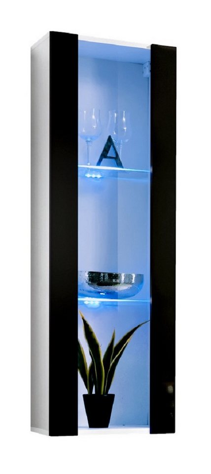 ASM-Moebel Hängevitrine Hängevitrine Glasvitrine FLY II Hochglanz Led Push-Click 12 Varianten Hochglanzfronten Led Beleuchtung und Push-Click System von ASM-Moebel