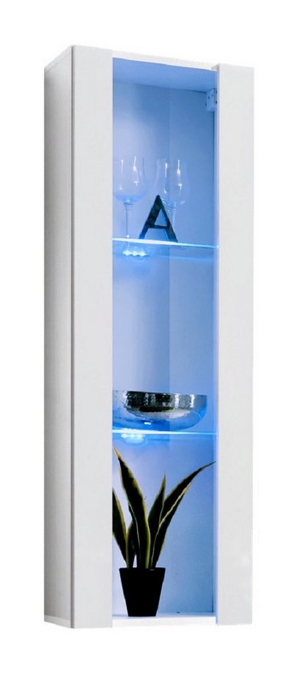 ASM-Moebel Hängevitrine Hängevitrine Glasvitrine FLY II Hochglanz Led Push-Click 12 Varianten Hochglanzfronten Led Beleuchtung und Push-Click System von ASM-Moebel
