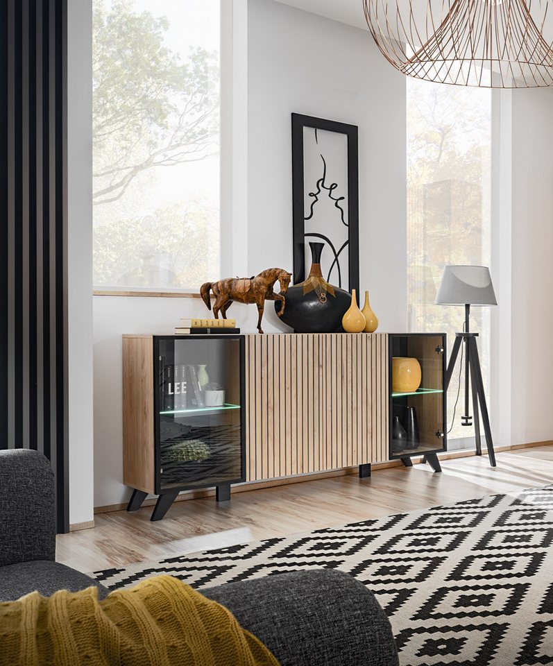 ASM-Moebel Kommode Kommode Sideboard LIAM mit Lamellen LED Beleuchtung und Push - Click, Mit Led Beleuchtung und Push-Click System ASM-Moebel Kommode Kommode Sideboard LIAM mit Lamellen LED Beleuchtung und Push - Click, Mit Led Beleuchtung und Push-Click System von ASM-Moebel