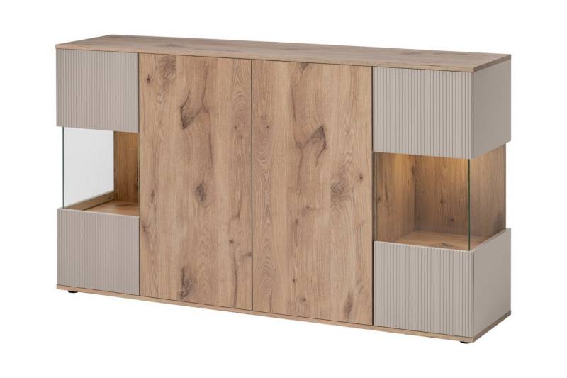 ASM-Moebel Kommode Sideboard Kommode CATALINA mit Rillenfront Led und Push-Click System, Mit Led Beleuchtung und Push-Click System. von ASM-Moebel