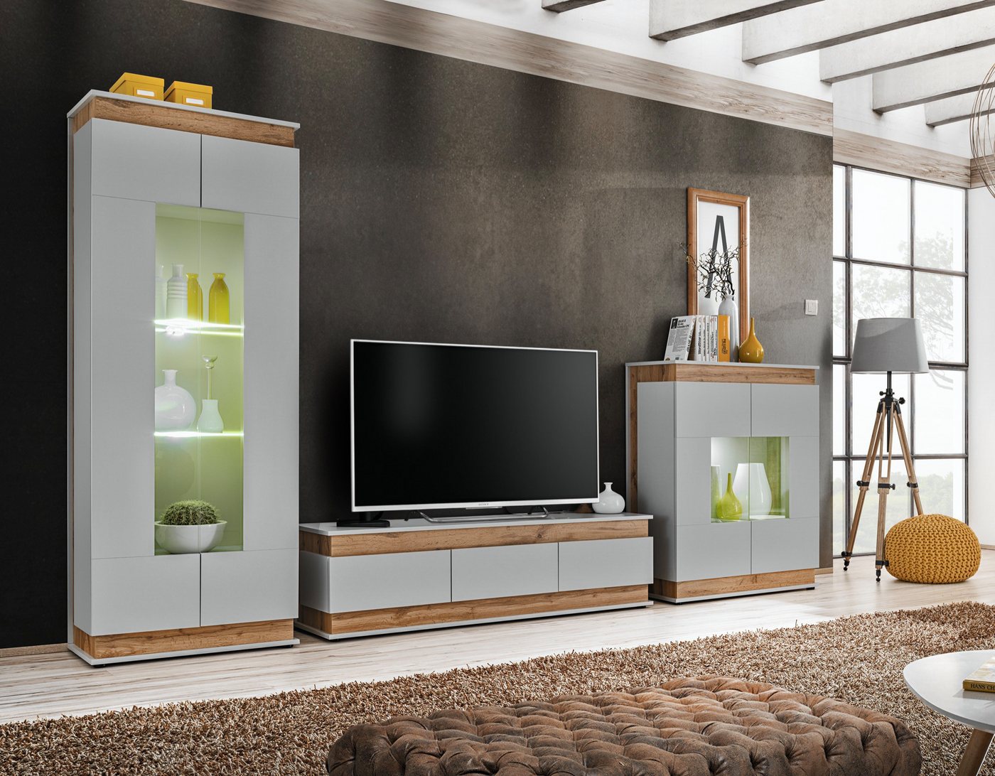 ASM-Moebel Wohnwand Wohnwand BERLIN mit Push-Click System und LED Beleuchtung, Led Beleuchtung und Push-Click System ASM-Moebel Wohnwand Wohnwand BERLIN mit Push-Click System und LED Beleuchtung, Led Beleuchtung und Push-Click System von ASM-Moebel