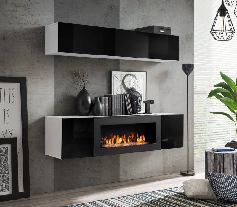 ASM-Moebel Wohnwand Wohnwand FLY N1 Hochglanz Push - Click und Bio-Ethanol Kamin, Bio-Ethanol Kamin, Hochglanz Fronten und Push-Click System ASM-Moebel Wohnwand Wohnwand FLY N1 Hochglanz Push - Click und Bio-Ethanol Kamin, Bio-Ethanol Kamin, Hochglanz Fronten und Push-Click System von ASM-Moebel
