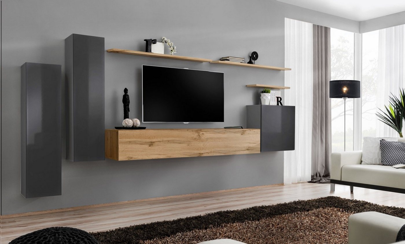 ASM-Moebel Wohnwand Wohnwand SWITCH I Wotan mit Hochglanzfronten und Push-Click System, Mit Hochglanzfronten und Push-Click System ASM-Moebel Wohnwand Wohnwand SWITCH I Wotan mit Hochglanzfronten und Push-Click System, Mit Hochglanzfronten und Push-Click System von ASM-Moebel