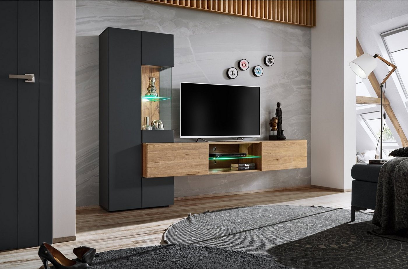 ASM-Moebel Wohnwand Wohnwand TRY mit Led Beleuchtung und Push - Click System ASM-Moebel Wohnwand Wohnwand TRY mit Led Beleuchtung und Push - Click System von ASM-Moebel