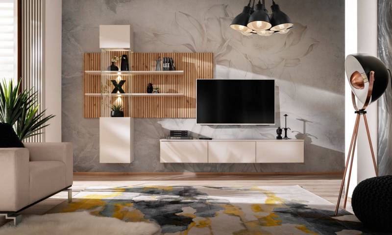ASM-Moebel Wohnwand Wohnzimmer Schrankwand GUSTO LUX B mit Led B. Push - Click von ASM-Moebel