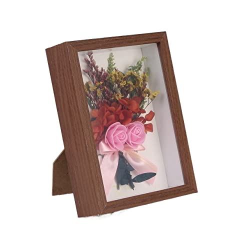 Bilderrahmen Mehrzweck-Tiefer 3D-Rahmen for getrocknete Blumen, Holz-Fotorahmen, 3 cm Tiefe, Schattenbox, Bildprobenhalter, Wanddekoration Fotorahmen ( Color : Walnut , Size : 7inch (17.8x17.8cm) ) von ASMEIR