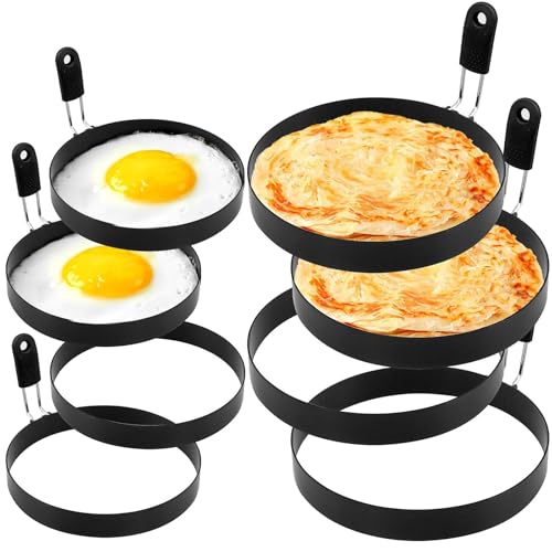 ASMIZ 8 Stück Edelstahl Eierformer Set - 4 Stück 15 cm & 4 Stück 10 cm Antihaft Pfannkuchenringe, Runde Omelettform Eierform für Spiegeleier, Sandwiches, Pfannkuchen ASMIZ 8 Stück Edelstahl Eierformer Set - 4 Stück 15 cm & 4 Stück 10 cm Antihaft Pfannkuchenringe, Runde Omelettform Eierform für Spiegeleier, Sandwiches, Pfannkuchen von ASMIZ