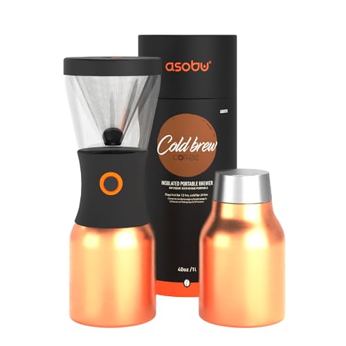 ASOBU Coldbrew tragbare Kaltbrühkaffeemaschine mit einer kupferisolierten 40oz Stahlkaraffe (Copper), kb900 von ASOBU