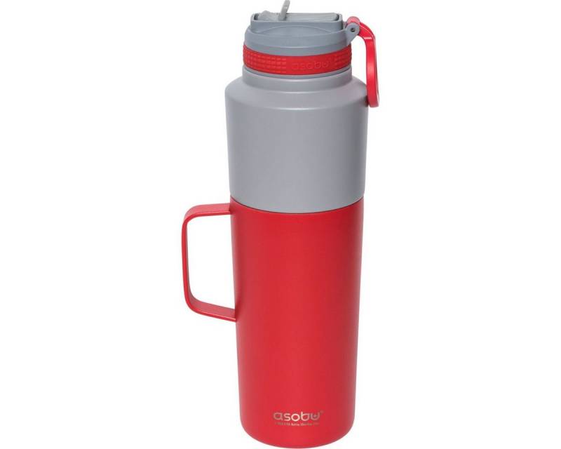 ASOBU Trinkflasche Twin Pack Bottle with Mug Rot, 0.9 L + 0.6 L von ASOBU