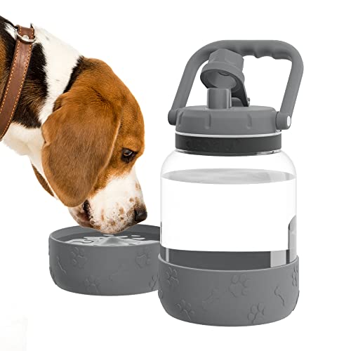 Asobu - The Barkley Dog Bowl – Trinkflasche aus Tritan | Auslaufsicher 1 Liter mit Hundenapf grau | Ideal zum Wandern, Sport, Fitness und Spazierengehen von ASOBU