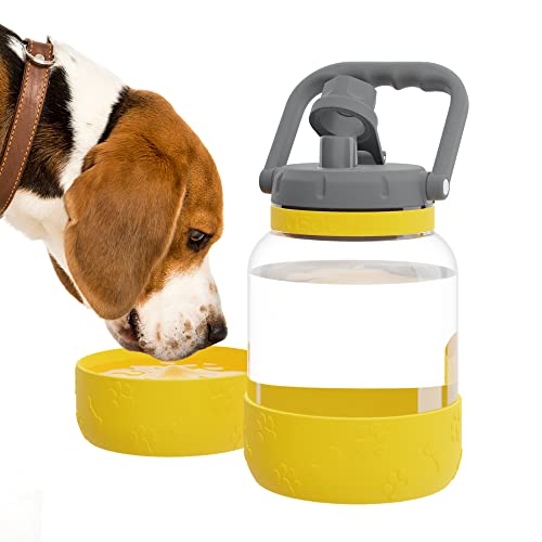 Asobu - The Barkley Dog Bowl – Trinkflasche aus Tritan | Auslaufsicher 1 Liter mit Hundenapf gelb | Ideal zum Wandern, Sport, Fitness und Spazierengehen von ASOBU