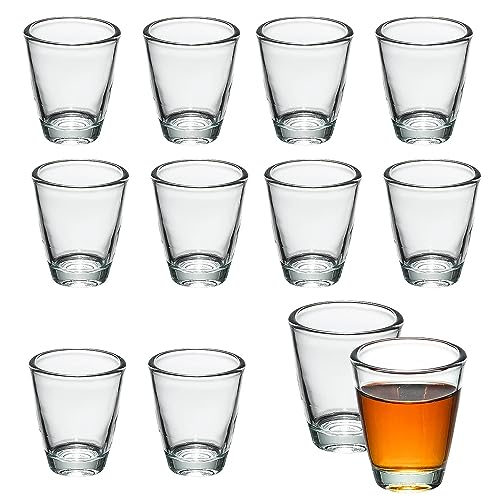 ASOENTIWOX 12 Stück Shotgläser, Schnapsgläser 3CL/30ML, Party Zubehör Kleines Schnapsglas, Likörgläser Dicke Basis, Lustig Pinnchen für Holiday Gatherings, Family Bars, Festival, Gedenktag von ASOENTIWOX